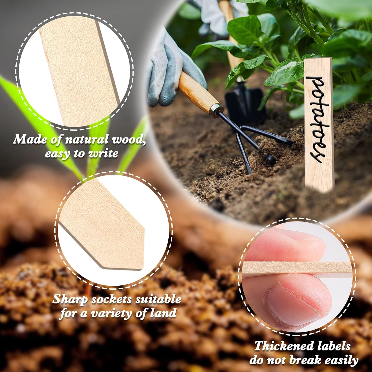 100Pcs Wooden Plant Labels Plant Tags 6 Inch Garden Plants Markers Waterproof Seed Labels Markers Sticks Outdoor Garden Label Stakes Sign Wooden Plants Name Tags for Seedling Vegetables Flower
