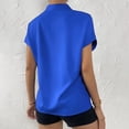 thumbnail image 2 of Hauts pour Femmes de Couleur Unie à Boutons T-Shirts Blouse à Col en V, 2 of 9