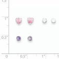 thumbnail image 2 of 925 Sterling Silver 3 Piece Crystalpost Stud Earrings Set, 2 of 6