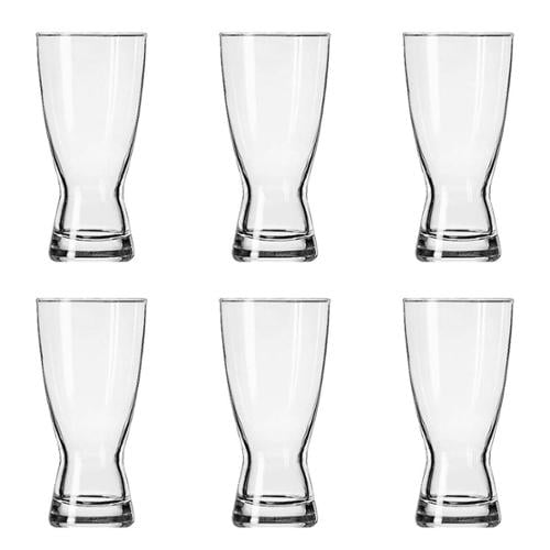 6 Libbey 15oz Hourglass Pilsner Beer Glasses Set 1183 Clear Glass Made