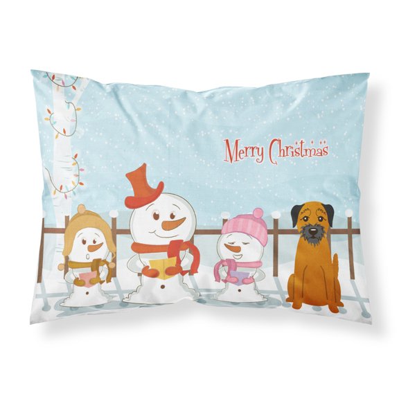 Merry Christmas Carolers Border Terrier Fabric Standard Pillowcase