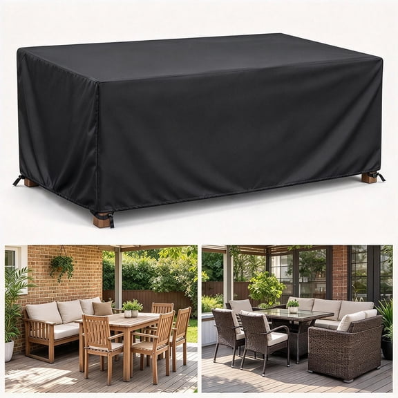 Jamesvan Patio Furniture Cover, 210D Oxford Waterproof Outdoor Furniture Cover with Drawstring, UV Protection, 74 x 47 x 28 in, Black