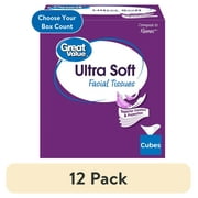 (12 pack) Great Value Ultra Soft Facial Tissues, 1 Cube Carton, 75 Tissues per Cube, 3-Ply
