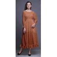 thumbnail image 2 of Bimba Leaves Women Long Sleeve SmockedÂ&nbsp;DressÂ&nbsp;Round Neck Ruffle Summer Maxi-Medium, 2 of 5