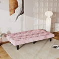 thumbnail image 4 of Leumius Velvet 66” x 31” x 27” Futon Wooden Legs Convertible and Reclining Upholstered Sofa, Pink, 4 of 6