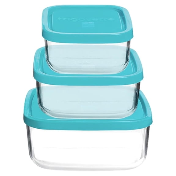 Frigoverre Square Glass Food-Storage Containers with Lids, Set of 3