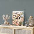 thumbnail image 2 of Wall Art Prints, Retro Birdhouse Framed Canvas Prints for Bedroom Living Room Bathroom Office, Pink Spring Floral Birds Vintage Gallery Wrap Wall Art Poster for Gifts Home Decor 12"x12", 2 of 9