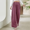thumbnail image 4 of Pantalones sueltos para mujer pantalones de pierna ancha para mujer cintura alta transpirables color puro para uso diario para citas ANGGREK Otros, 4 of 7