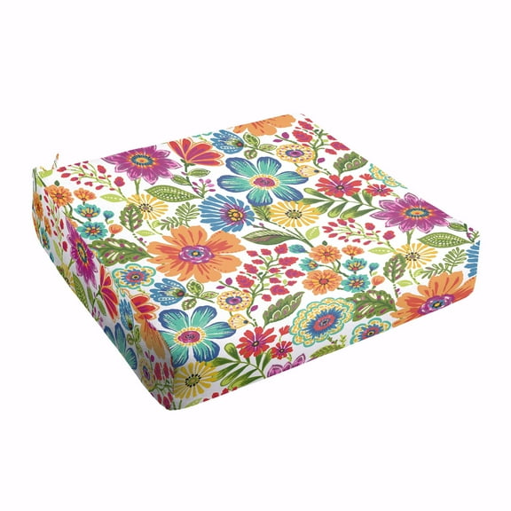 Sorra Home Multi Floral Indoor/Outdoor Deep Seating Cushion, Round Front