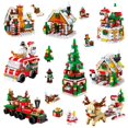 thumbnail image 3 of Bloques de construcción de la serie de Navidad para niños, Mini casa de invierno de reno, modelo de ladrillos DIY, juguetes creativos, regalo de Navidad, 6 en 1, 3 of 5