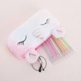 thumbnail image 3 of Estuche para lápices con forma de corazón de unicornio de peluche degradado para niña, bolsa de almacenamiento para estudiantes, papelería linda de gran capacidad, 3 of 6