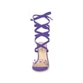 thumbnail image 6 of BLISSFUL STEP Women's Sandals Stiletto Heels Polka Dots Clear Strap Lace up Sandals Purple 10, 6 of 7