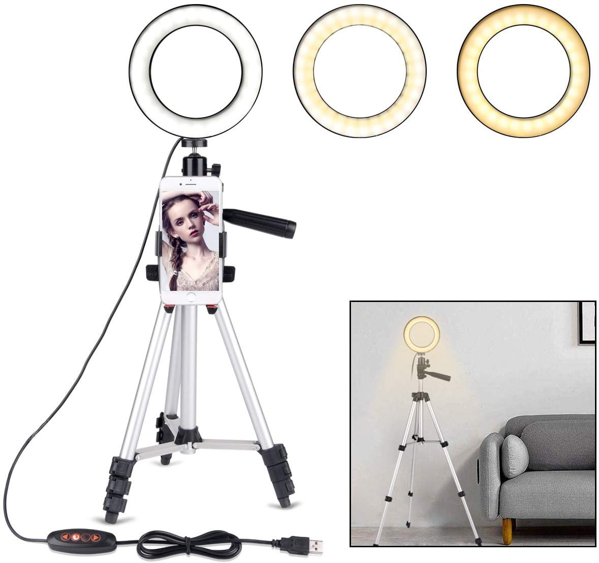 LED Camera Ring Light with Stand and Phone Holder for YouTube Video/Photography Compatible for iPhone Xs Max XR Android Kalawen 10 Selfie Ring Light with Tripod Stand for Live Stream/Makeup