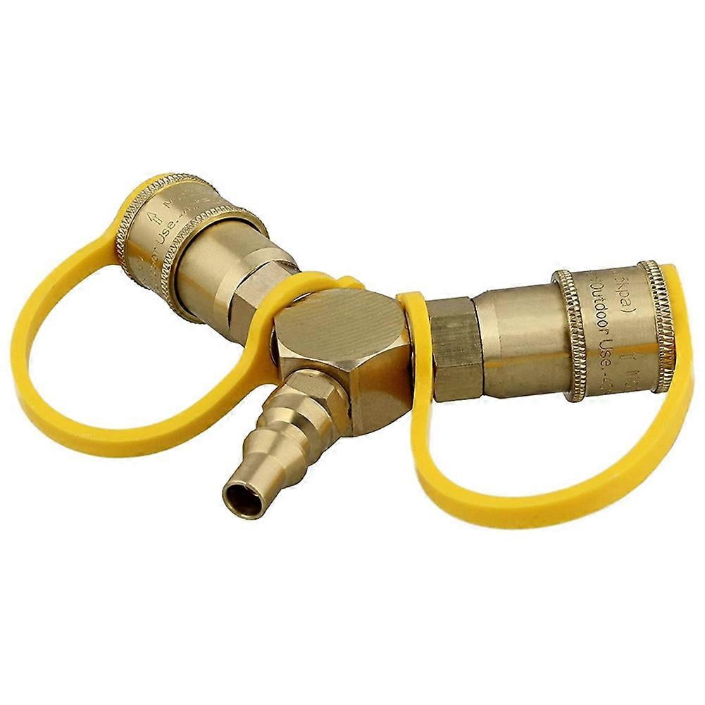 1/4in Propane Tank Adapters LP Gas Line Splitter 2 Way Hose Tee Y Propane Splitter - 2 Propane Quic