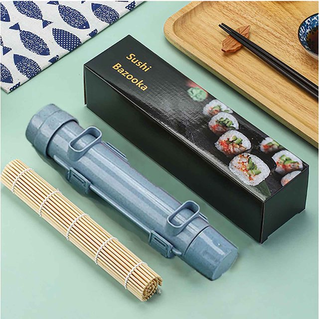 Mega Discount, Carestrong Sushiware Set with Sushi Rice Ball Molds, Fun and Easy Sushi Bazookas for Sushi Making, A MustHave Kitchen Gadget for Sushi Enthusiasts|Plastic,Blue,PENDANEM