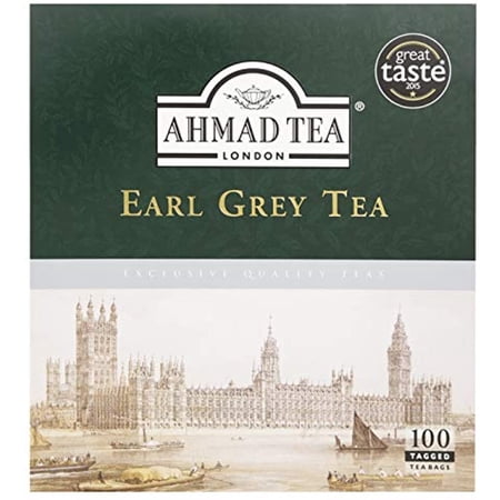 Ahmad Tea London Earl Grey Tea, 100 Tagged Teabags