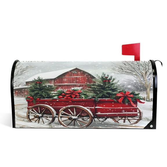 Ryvnso Mailbox Cover Christmas Tree Berry Magnetic Mailbox Wrap Standard Size 21x18 Inch