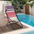 thumbnail image 2 of Towallmark Folding Beach Chair with Headrest - Lightweight Portable Foldable Recliner for Outdoor, Ocean, Camping - Vibrant Rainbow Stripes Design, 2 of 7