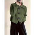 thumbnail image 4 of Women Open Front Knit Sweater Long Sleeve Cardigan Sweater Casual Loose Button Lapel Cardigan Coat Green XL, 4 of 8