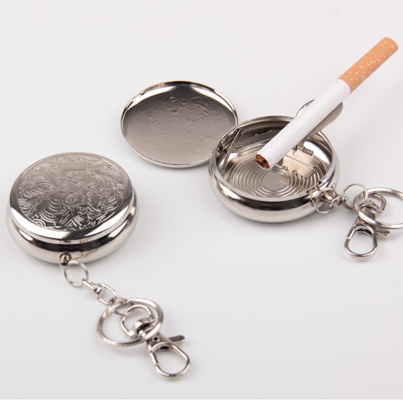 2pc Portable Pocket Ashtray/ Vehicle Cigarette Ashtray, Mini Stainless