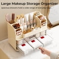 thumbnail image 3 of Soda Candy Makeup Organizer for Vanity with 2 Large Drawers & Brush Holder, Countertop Cosmetic Storage for Bathroom & Dresser, Multi-Purpose Organizer for Lipsticks, Perfumes, Eyeshadows, Skincare, 3 of 7