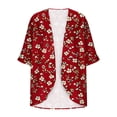 thumbnail image 5 of yoeyez Lightweight Cardigans for Women Floral Print 3/4 Sleeve Kimono Cardigan Loose Cover Up Casual Summer Beachwear 2026 Red,S, 5 of 6