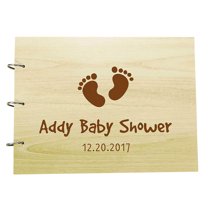 Custom Baby Shower Guestbook Wood Engraved Foot Print Photo Album Custom Scrapbook