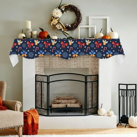 Christmas Holiday Fireplace Mantel Scarf | Blue Angels | Mantle Runner