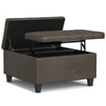 thumbnail image 6 of Harrison 30 inch Wide Transitional Small Square Coffee Table Storage Ottoman in Distressed Brown Vegan Leather, 6 of 11