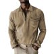 thumbnail image 2 of Ceisia Men's Spring Gift & Summer Vintage Casual Plaid Polychrome Zipper Turndown Collar Long-Sleeve Shirt - 320g Polyester Com fortable Beach &, 2 of 5