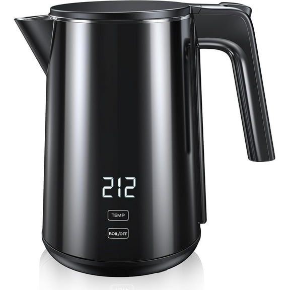 Electric Kettle 1.0L 1200W Fast Heat with Auto Shut-Off, Boil-Dry Proof, 7 Temperature Control Teapot, Double Wall Stainless Steel Water Boiler Heater, 4H Keep Warm, Cool Touch Coffee Tea Pot, Black