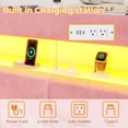 thumbnail image 5 of Twin Size Bed Frame, Upholstered Bed Frame with Power Outlets & LED Lights, Twin Platform Bed with 2 Drawers, Storage Headboard and Footboard, No Box Spring Needed, Pink, 5 of 8