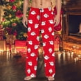 thumbnail image 2 of Yuncity Mens Christmas Pajama Pants Male Drawstring With Pocket Xmas Printed Casual Sleeping Pants Snowflake Snowman Deer Homewear Red M, 2 of 4