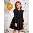 thumbnail image 3 of Lanbubble Toddler Girls Tulle Tutu Dress Long Sleeve Sequin Party Dress Fall Winter Clothes 2-6Y, 3 of 9