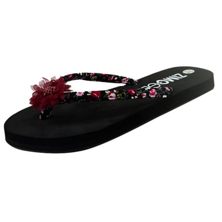 

knqrhpse slippers for women Summer Bohemian Floral Platform Non-slip Beach Walk Shoes womens slippers house slippers for women