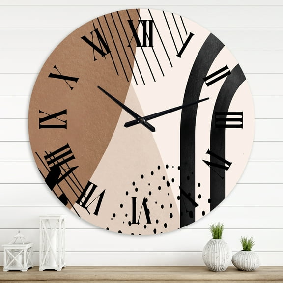 Designart 'Abstract Shapes In Terracotta And Ivory Shapes I' Modern Wall Clock