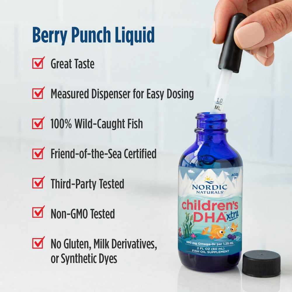 Nordic Naturals Children's DHA Xtra Liquid, Berry Punch, 880 Mg, 2 Oz
