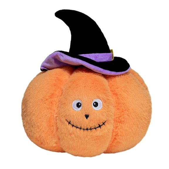 Primegos Halloween Plush Smiling Pumpkin Toy, Stuffed Witch Hat Pumpkin Doll, Cartoon Orange Pumpkin Pillow for Autumn Holiday Decoration