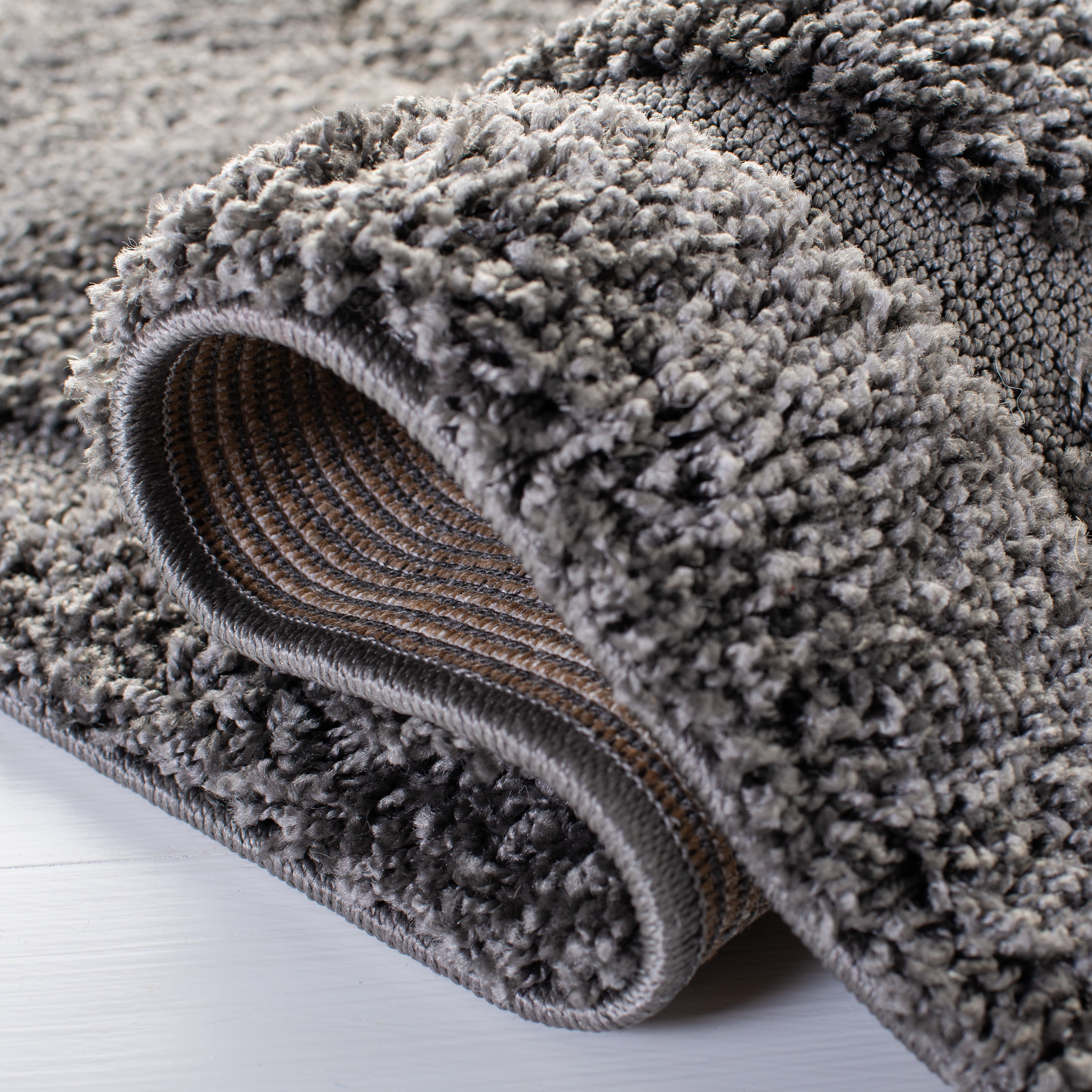 SAFAVIEH Florida Doug Floral Vines Geometric Shag Runner Rug, Grey, 2'3" x 17' - Transitional Modern Design, Grey, Non-Shedding & Easy Cleaning, Ultra Plush Thick Pile, Ideal for Living Room, Bedroom