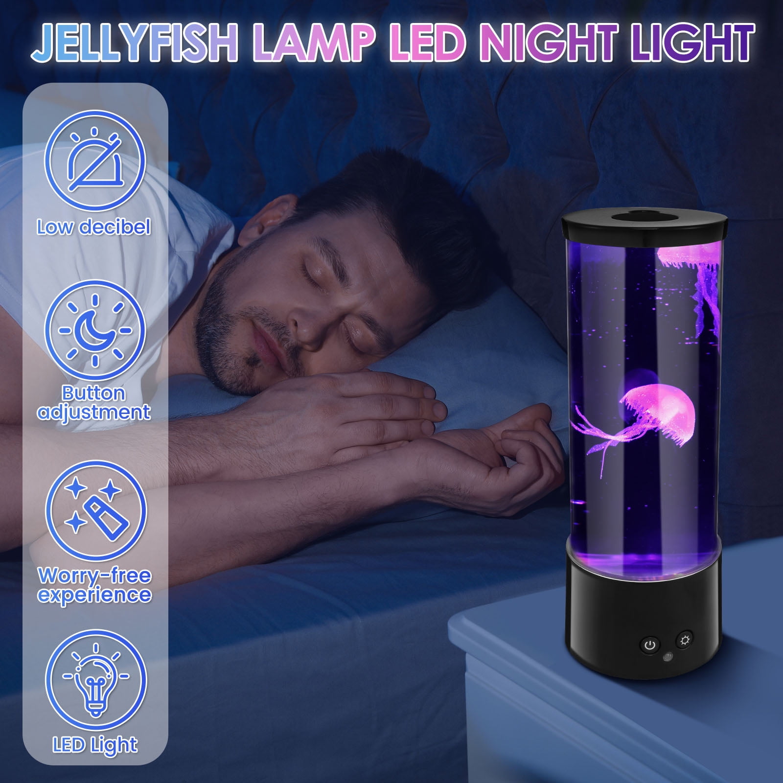 Jellyfish Lamp Aquarium Updated Table Mood Lamp Quiet Jelly Fish Tanks Light Smart Bubble Jellyfish Night Light Interesting Tower Jelly Fish Light Lamp for Bedroom