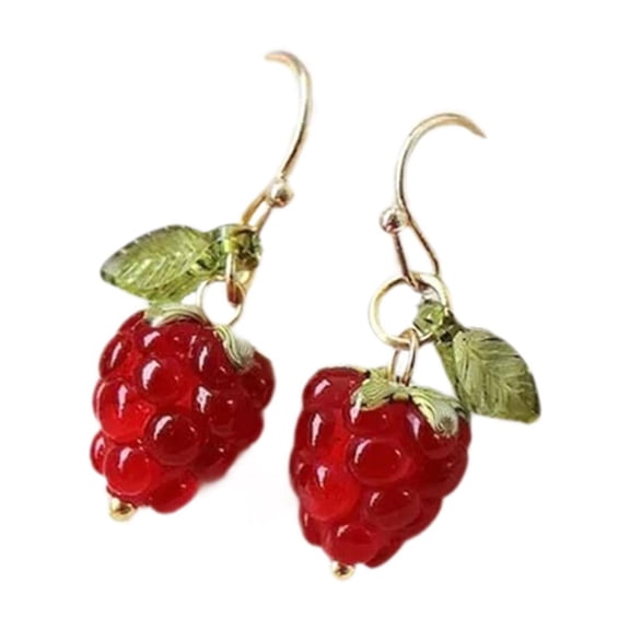 QccHieUs Raspberry Earrings Fruit Earrings Lightweight Daily Wear Elegant Vacation Trendy Short Drop