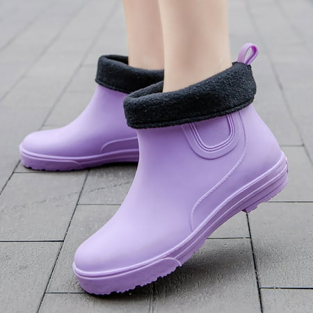 

Rain Shoes Boots Women Non Slip Detachable With Cotton Inside Rain Boots Outdoor Rubber Waterproof Shoes