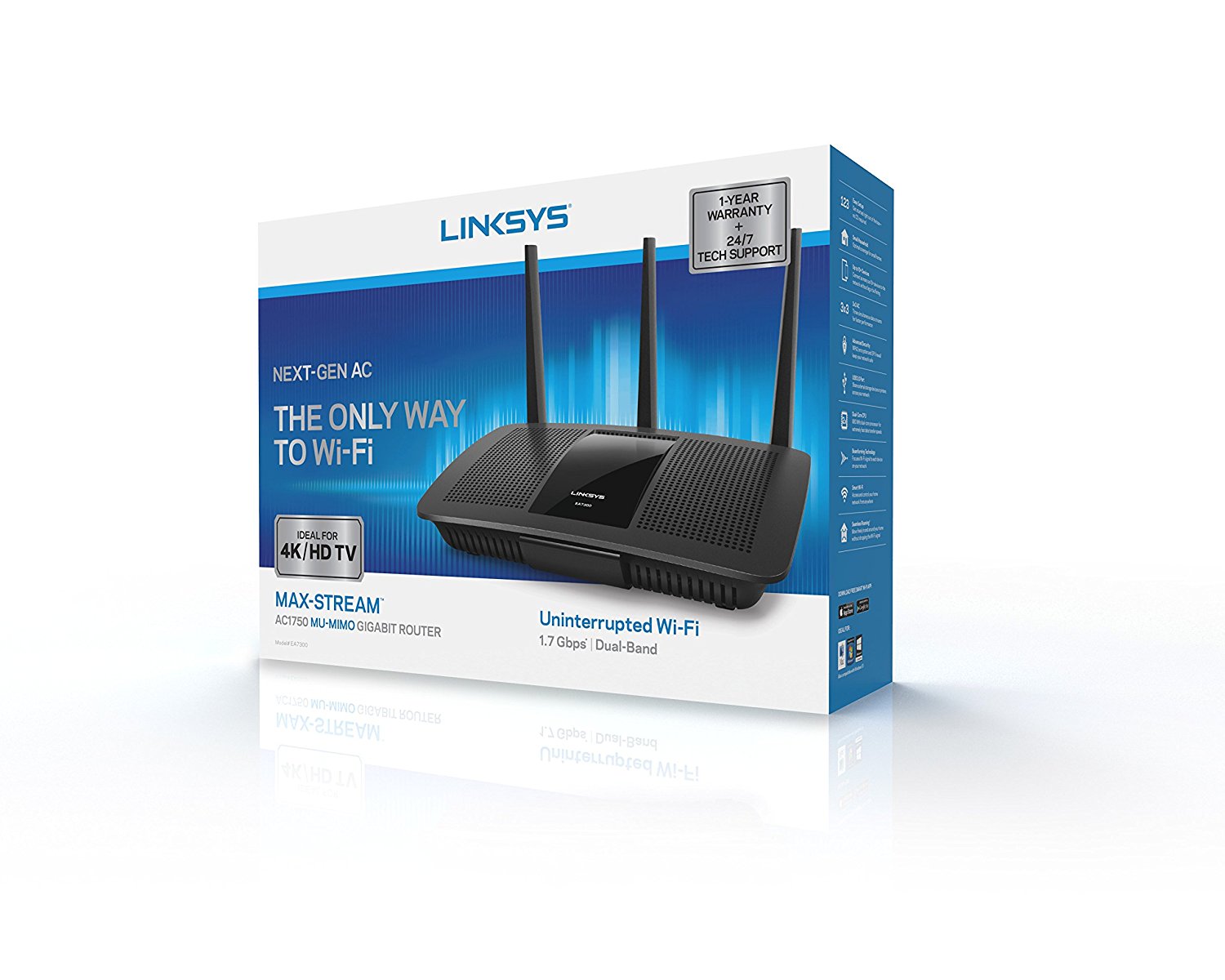 Linksys Max Stream Dual Band AC1750 Wi-Fi 5 Router, Black (EA7300) - image 5 of 8