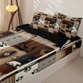 thumbnail image 3 of Erosebridal Patchwork Rustic Pattern Zipper Twin Comforter Sets with Fitted Sheet and 2 Pillowcases,Wildlife Animal Print Zipper Bedding Set,Beige Taupe Brown,Black Reversible, 3 of 6