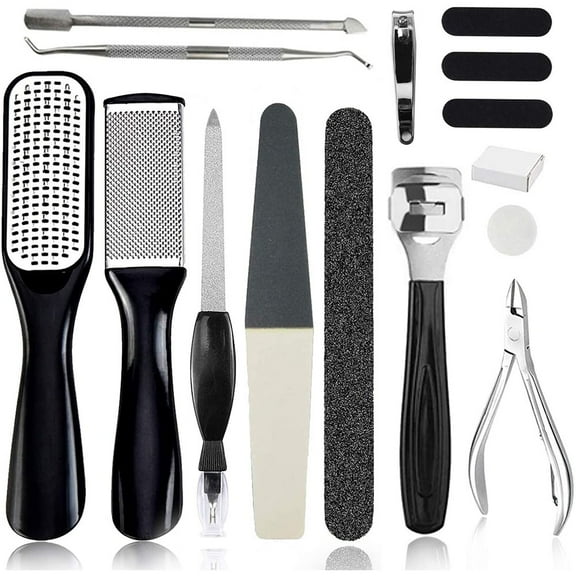 Pedicure Kit 15 in 1, Pedicure Set Foot File Callus Remover Hard,Cracked, Dead Skin Foot Skin Care Tool - Professional Pedicure Tools Kit for Men, Women Care
