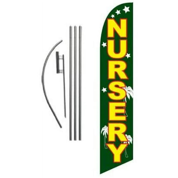 Nursery Advertising Feather Banner Swooper Flag Sign with Flag Pole Kit and Ground Stake