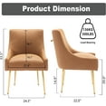 thumbnail image 3 of SEYNAR Modern Glam PU Leather Dining Chair or Vanity Chair Set of 2 with Rear Handle(Brown), 3 of 6