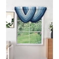 thumbnail image 2 of Blue Ombre Sheer Waterfall Valance Curtains for Window, Farmhouse Vintage Wooden Striped Rod Pocket Sheer Topper Swag Curtains for Living Room, Kitchen 38.5"W x 47.2"L, 2 Panels, 2 of 7