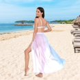 thumbnail image 6 of FORMRS Womens Long Sarong Beach Wrap Semi-Sheer Bikini Skirt Bathing Swimsuit Cover Up, Light Blue Stripes, 6 of 7