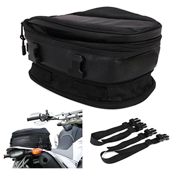 Motorcycle Tail Seat Bag Waterproof Luggage Bag Back Storage Bag Motorbike Saddle Bags Multifunctional PU Leather Bike Bag Sport Backpack 15 Liters